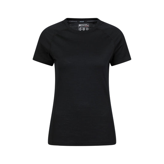 Black - Front - Mountain Warehouse Womens-Ladies Summit Merino Wool Thermal Top