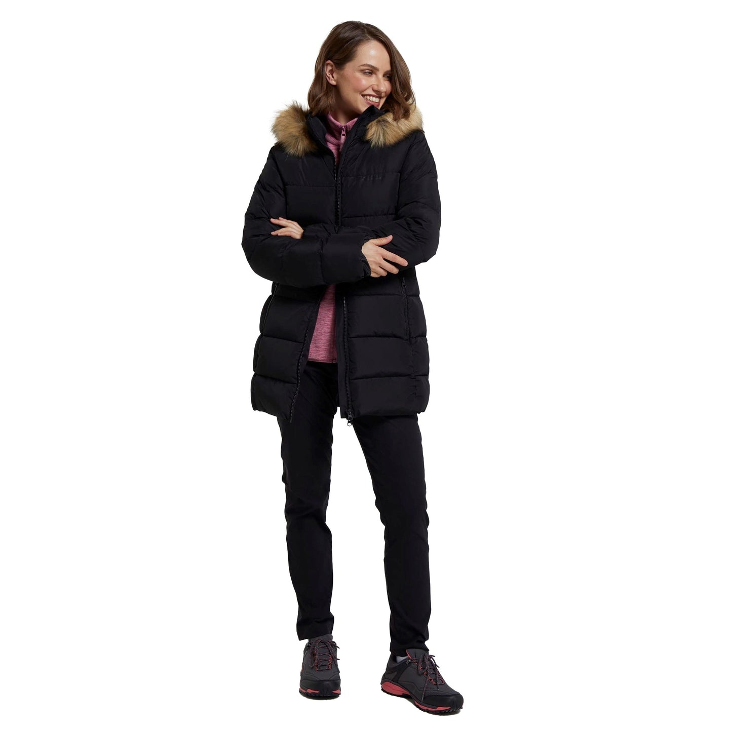 Black - Pack Shot - Mountain Warehouse Womens-Ladies Nola Long Padded Jacket