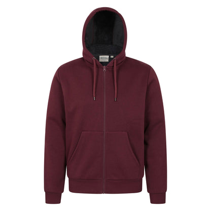 Burgundy - Front - Mountain Warehouse Mens Dalton Borg Lined Full Zip Hoodie