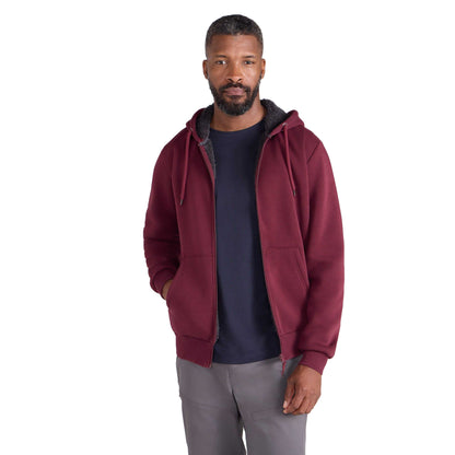 Burgundy - Pack Shot - Mountain Warehouse Mens Dalton Borg Lined Full Zip Hoodie