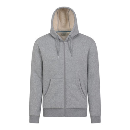 Grey - Front - Mountain Warehouse Mens Dalton Borg Lined Full Zip Hoodie