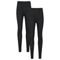 Black - Front - Mountain Warehouse Womens-Ladies Merino Wool Base Layer Bottoms (Pack of 2)