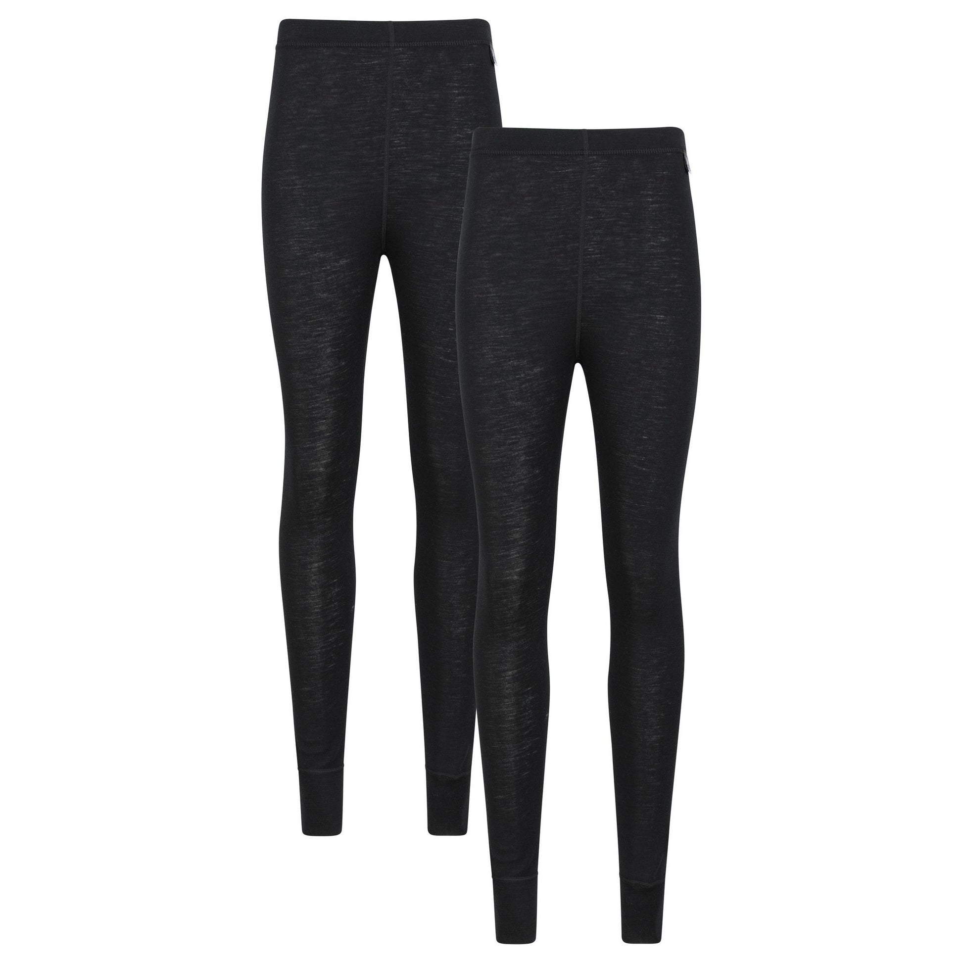 Black - Front - Mountain Warehouse Womens-Ladies Merino Wool Base Layer Bottoms (Pack of 2)