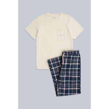 Off White - Front - Animal Womens-Ladies Driftoff Checked Organic Pyjama Set