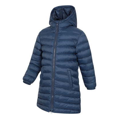 Navy - Side - Mountain Warehouse Childrens-Kids Florence Longline Padded Jacket
