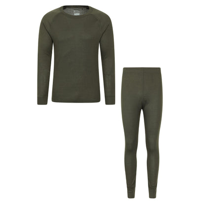 Khaki Green - Front - Mountain Warehouse Mens Talus Thermal Base Layer Set