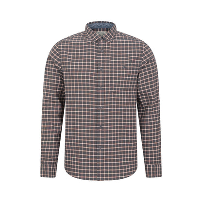 Dark Grey - Front - Mountain Warehouse Mens Driftwood Checked Organic Shirt