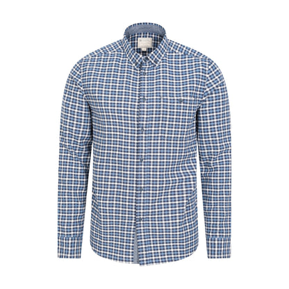 Navy - Front - Mountain Warehouse Mens Driftwood Checked Organic Shirt