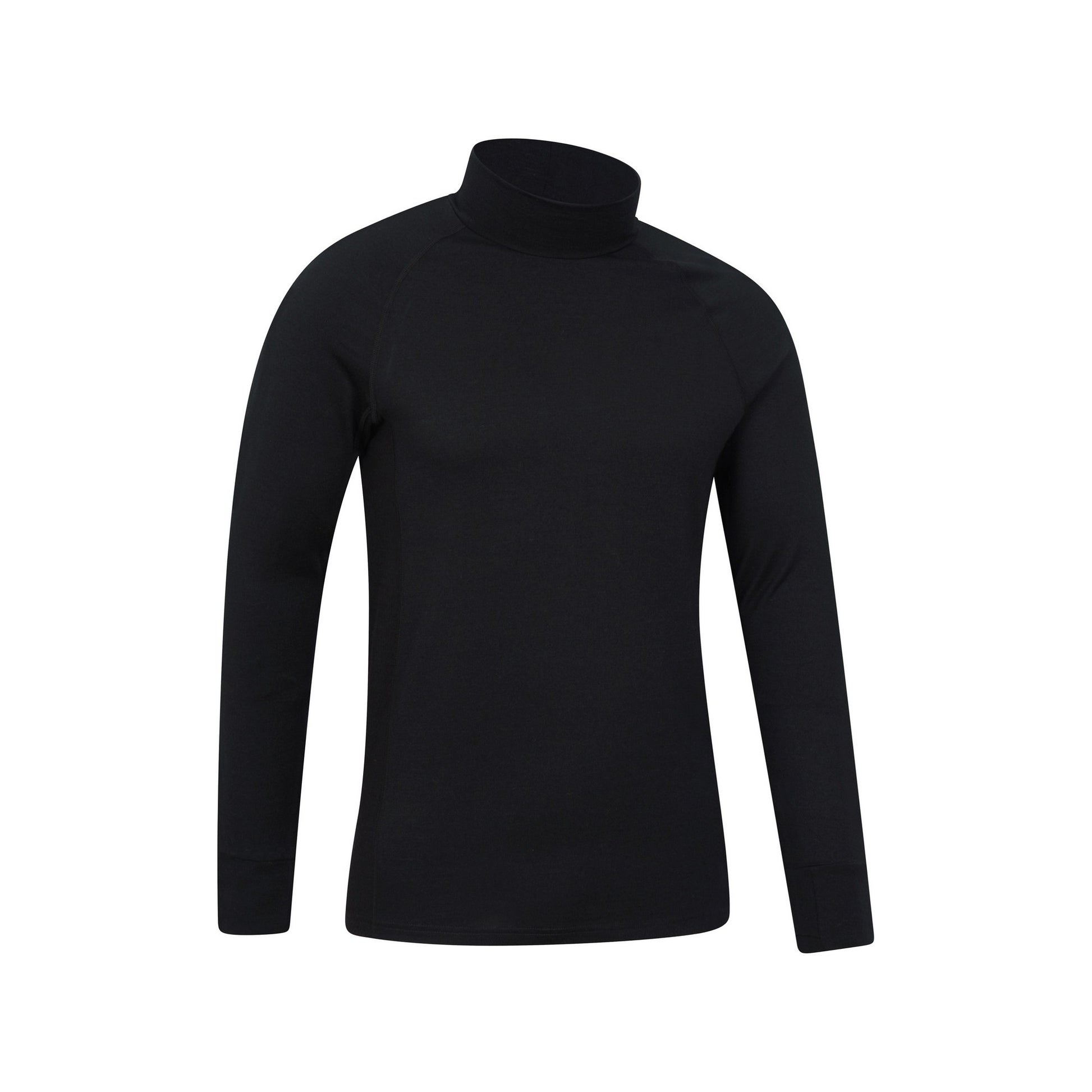 Black - Side - Mountain Warehouse Mens Summit Merino Wool Funnel Neck Thermal Top
