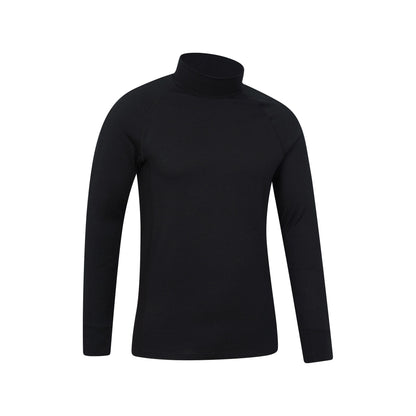 Black - Side - Mountain Warehouse Mens Summit Merino Wool Funnel Neck Thermal Top