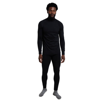 Black - Pack Shot - Mountain Warehouse Mens Summit Merino Wool Funnel Neck Thermal Top