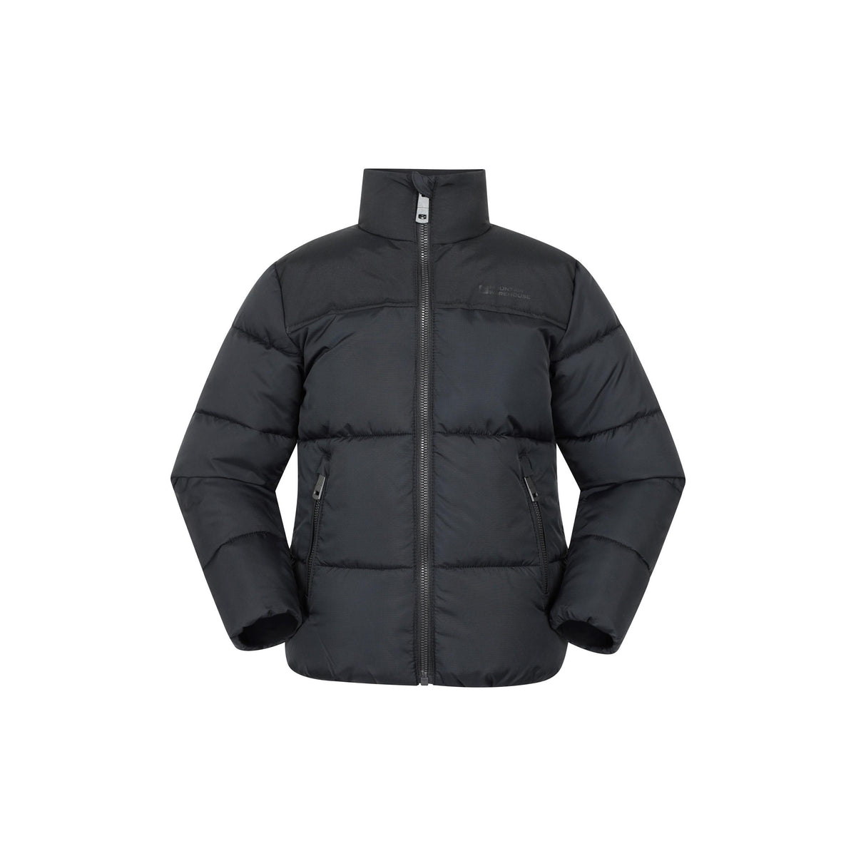 Jet Black - Front - Mountain Warehouse Childrens-Kids Voltage Water Resistant Padded Jacket