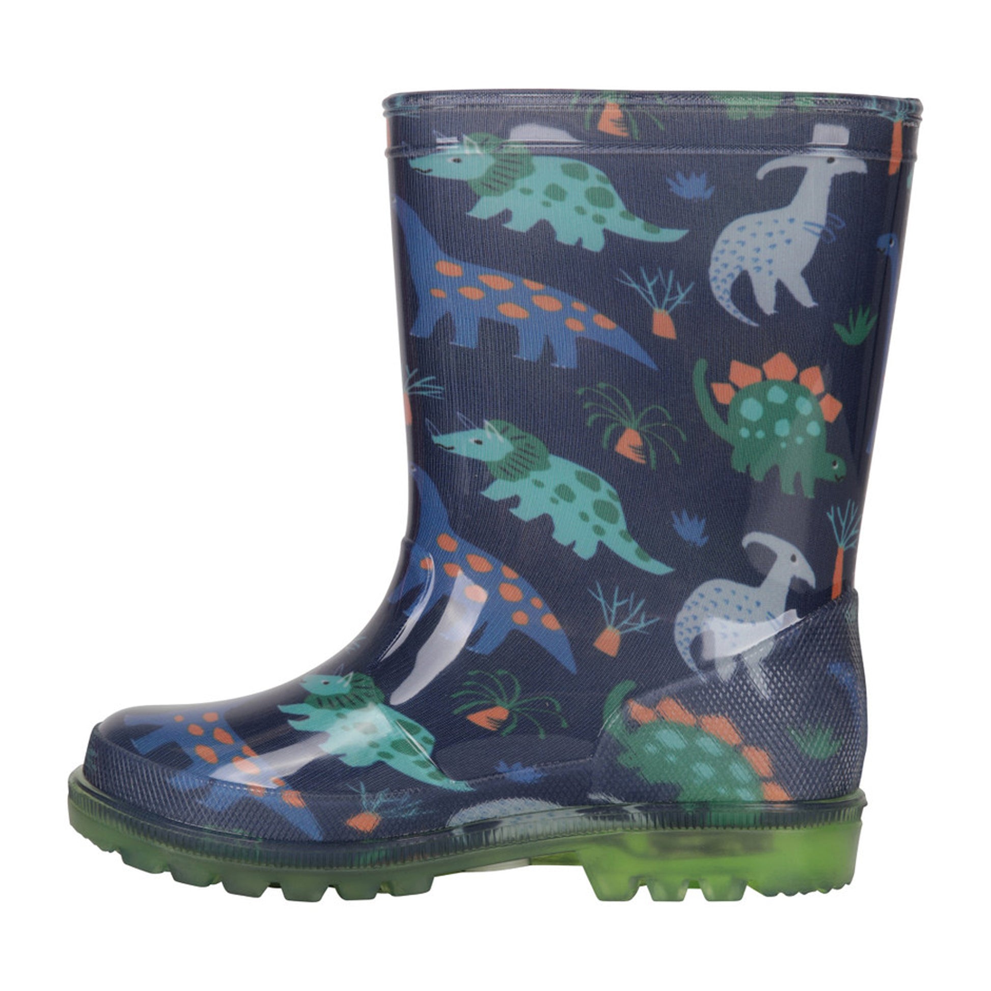 Navy - Side - Mountain Warehouse Childrens-Kids Splash Unicorn And Rainbow Light Up Wellington Boots