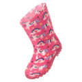 Bright Pink - Close up - Mountain Warehouse Childrens-Kids Splash Unicorn And Rainbow Light Up Wellington Boots