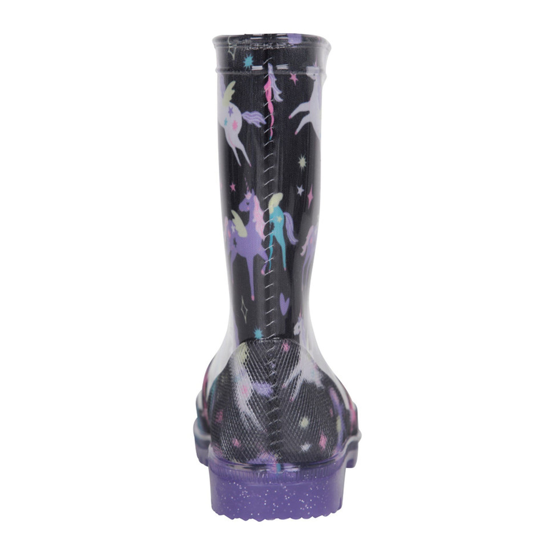 Black - Back - Mountain Warehouse Childrens-Kids Splash Unicorn And Rainbow Light Up Wellington Boots