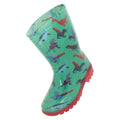 Green - Close up - Mountain Warehouse Childrens-Kids Splash Dinosaur Light Up Wellington Boots