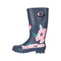 Navy - Pack Shot - Mountain Warehouse Womens-Ladies Floral Buckle Tall Wellington Boots