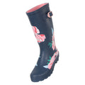 Navy - Close up - Mountain Warehouse Womens-Ladies Floral Buckle Tall Wellington Boots