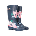Navy - Front - Mountain Warehouse Womens-Ladies Floral Buckle Tall Wellington Boots