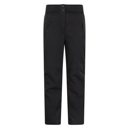 Black - Front - Mountain Warehouse Childrens-Kids Swiss Softshell Ski Trousers