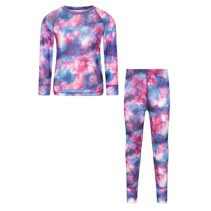 Dusky Purple - Front - Mountain Warehouse Childrens-Kids Talus Geometric Base Layer Set