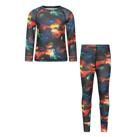 Corn Blue - Front - Mountain Warehouse Childrens-Kids Talus Geometric Base Layer Set