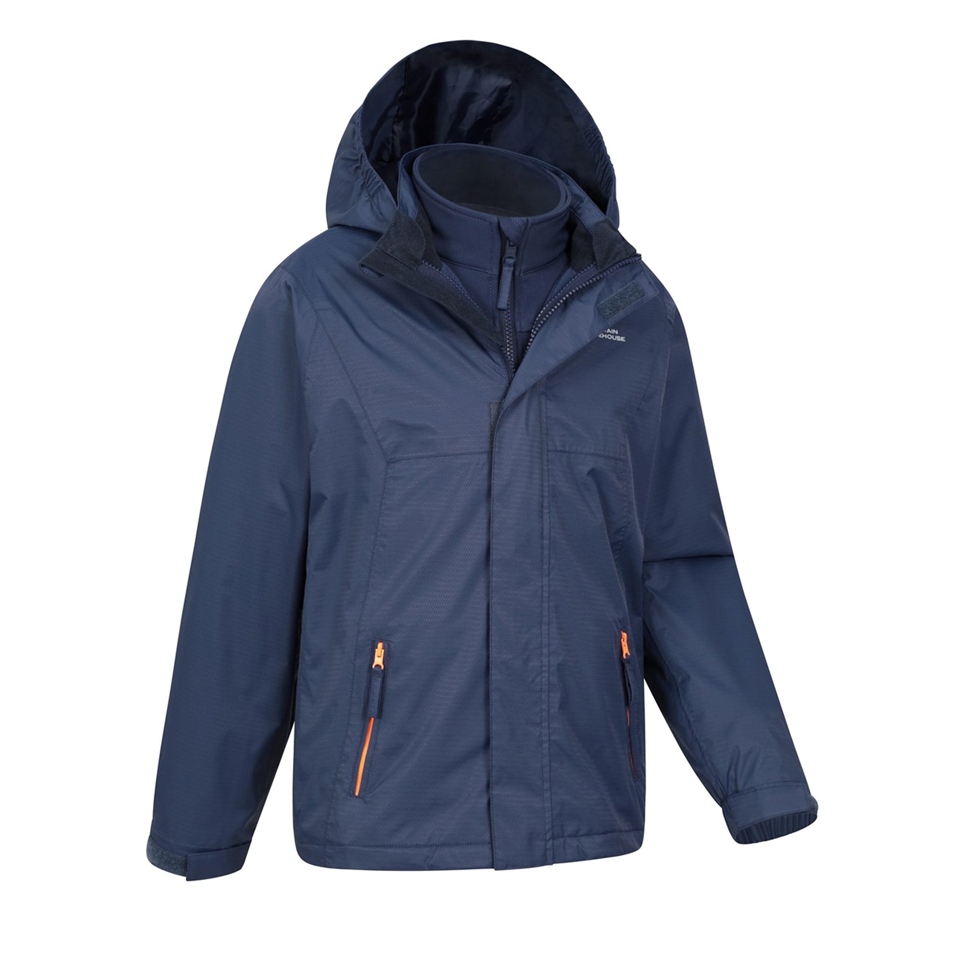 Navy - Side - Mountain Warehouse Childrens-Kids Bracken Extreme 3 In 1 Waterproof Jacket