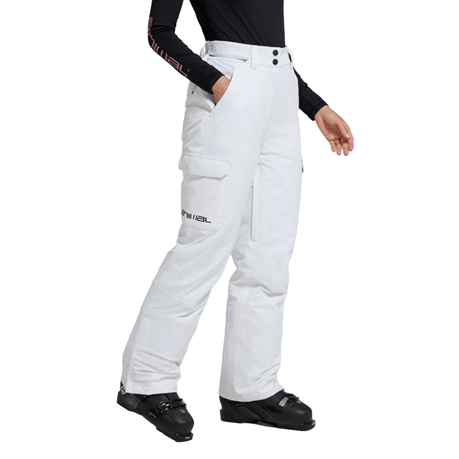 White - Side - Animal Womens-Ladies Glaze Ski Trousers