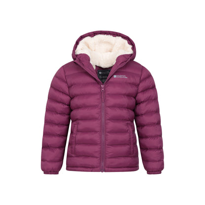 Pink - Pack Shot - Mountain Warehouse Childrens-Kids Seasons Faux Fur Lined Padded Jacket