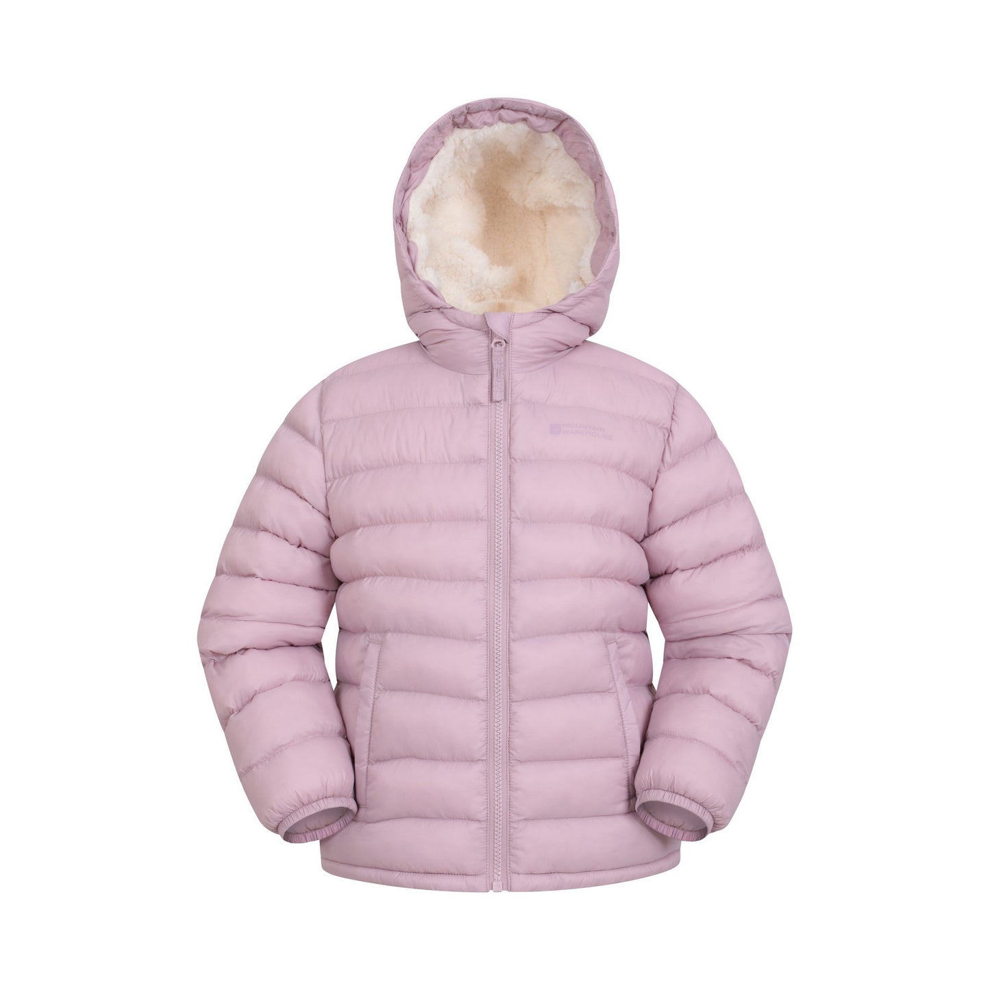 Pale Pink - Front - Mountain Warehouse Childrens-Kids Seasons Faux Fur Lined Padded Jacket