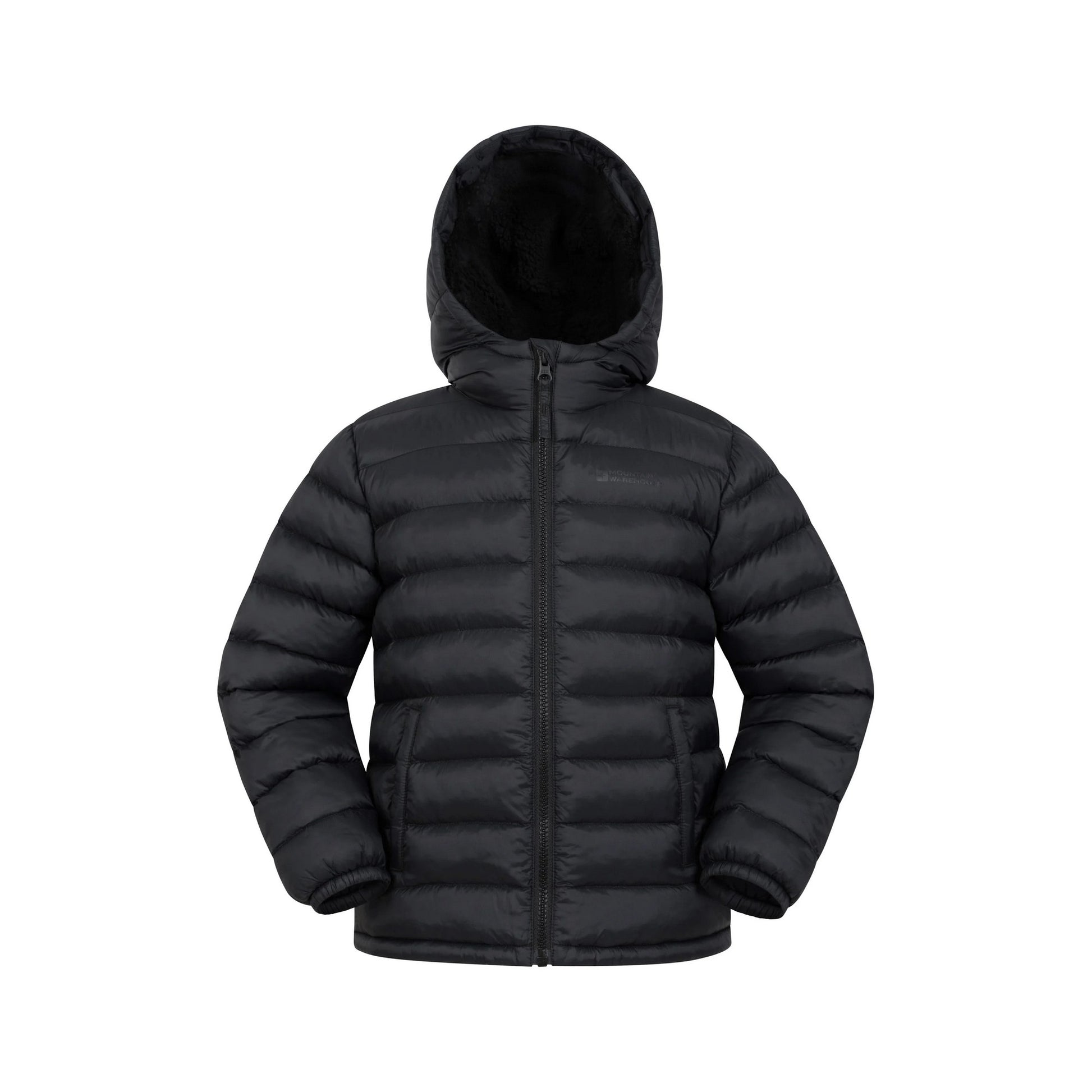 Black - Front - Mountain Warehouse Childrens-Kids Seasons Faux Fur Lined Padded Jacket