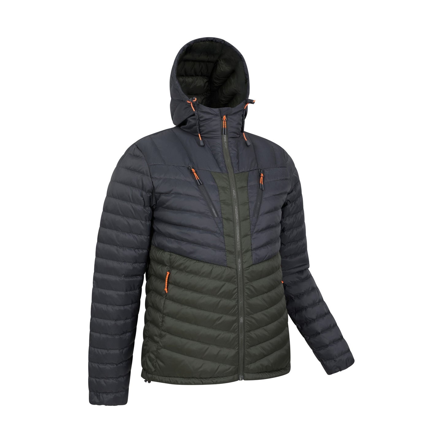 Grey-Khaki Green - Side - Mountain Warehouse Mens Billings Extreme Padded Down Jacket