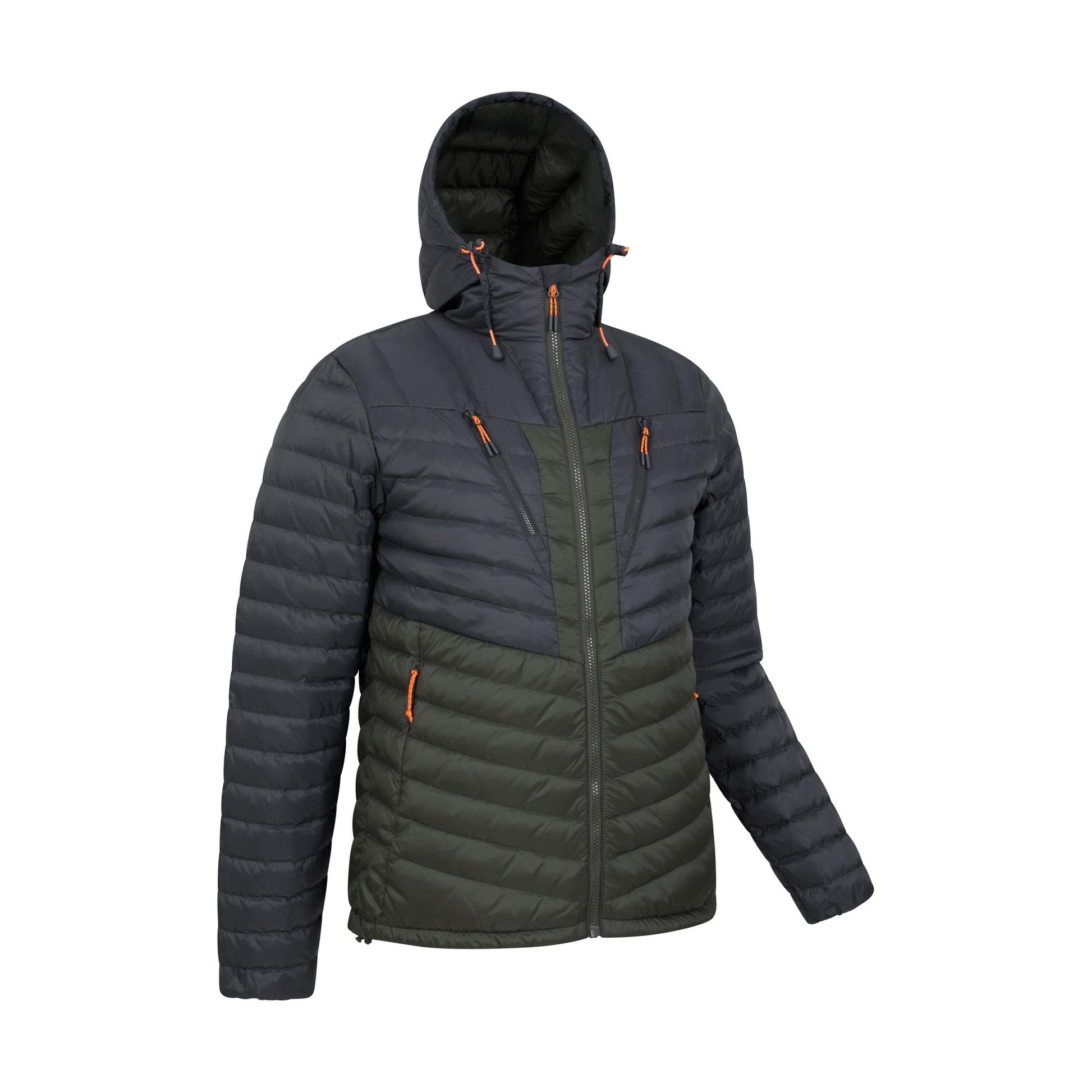 Grey-Khaki Green - Side - Mountain Warehouse Mens Billings Extreme Padded Down Jacket