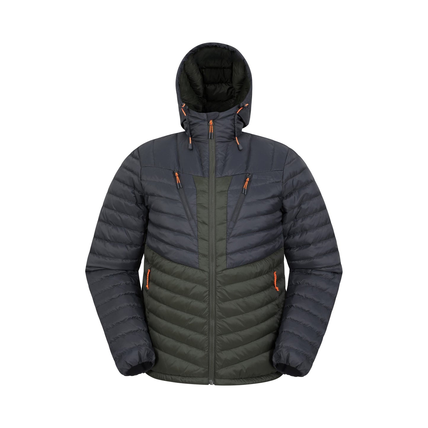 Grey-Khaki Green - Front - Mountain Warehouse Mens Billings Extreme Padded Down Jacket