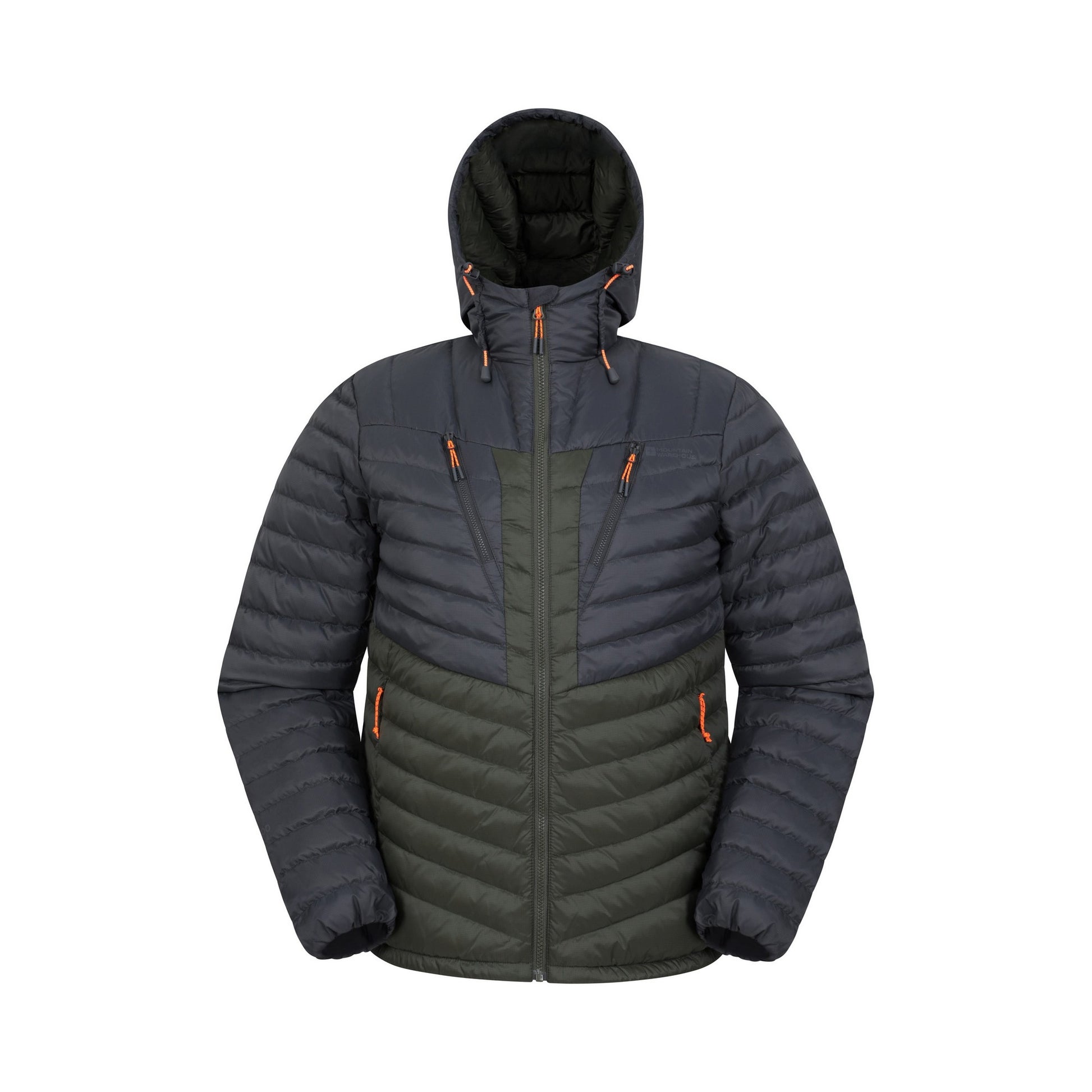 Grey-Khaki Green - Front - Mountain Warehouse Mens Billings Extreme Padded Down Jacket
