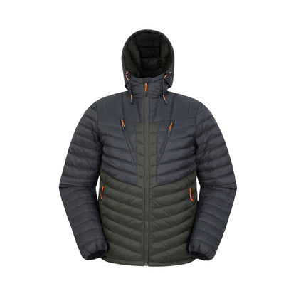 Grey-Khaki Green - Front - Mountain Warehouse Mens Billings Extreme Padded Down Jacket