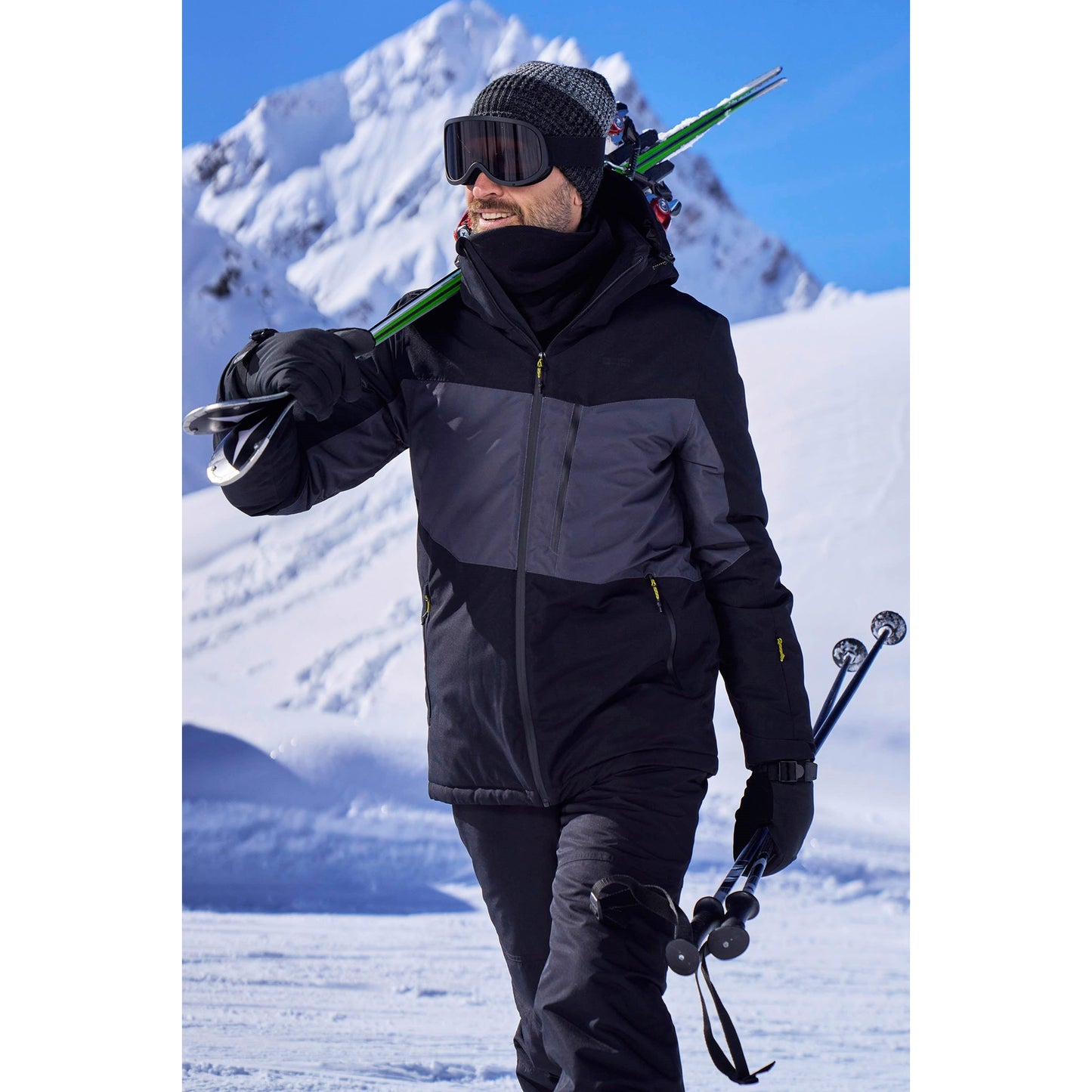 Charcoal - Front - Mountain Warehouse Mens Wipeout Ski Jacket