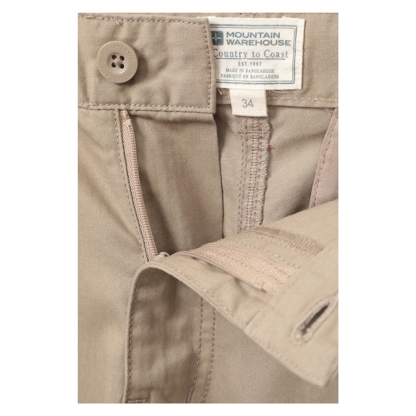 Beige - Pack Shot - Mountain Warehouse Mens Lakeside Cargo Shorts