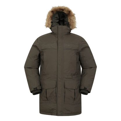 Dark Khaki - Front - Mountain Warehouse Mens Antarctic Extreme Waterproof Down Jacket