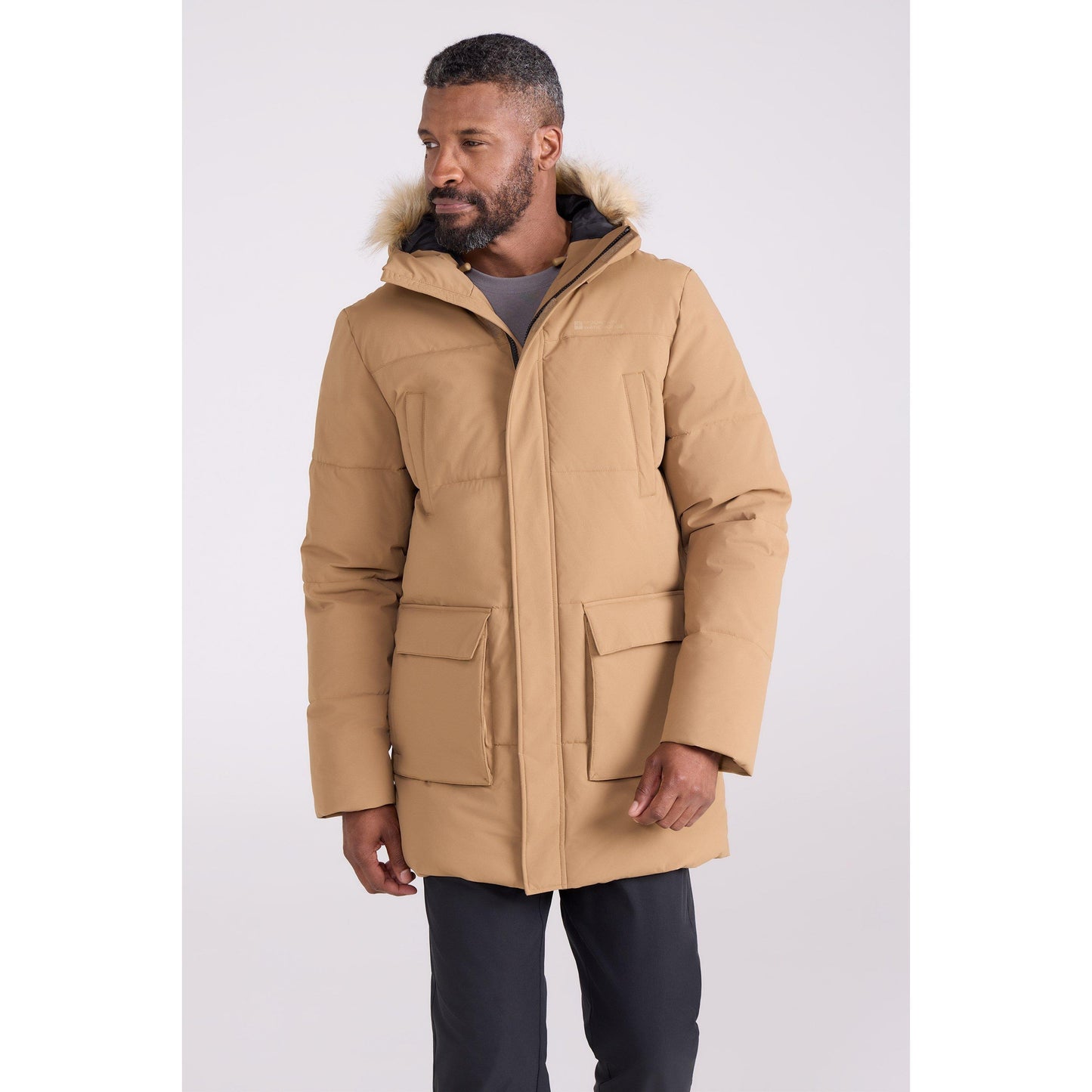 Tan - Front - Mountain Warehouse Mens Fern Water Resistant Padded Parka