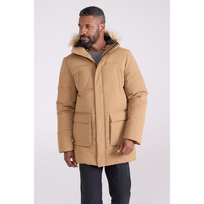 Tan - Front - Mountain Warehouse Mens Fern Water Resistant Padded Parka