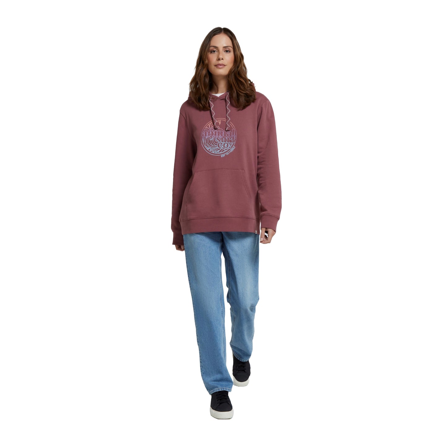 Burgundy - Side - Animal Womens-Ladies Maya Hoodie