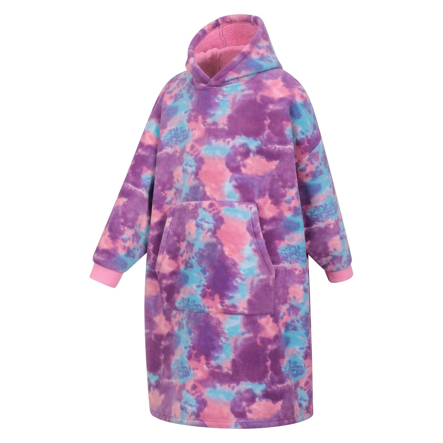 Pink - Side - Mountain Warehouse Childrens-Kids Snug Borg Lined Hoodie Blanket