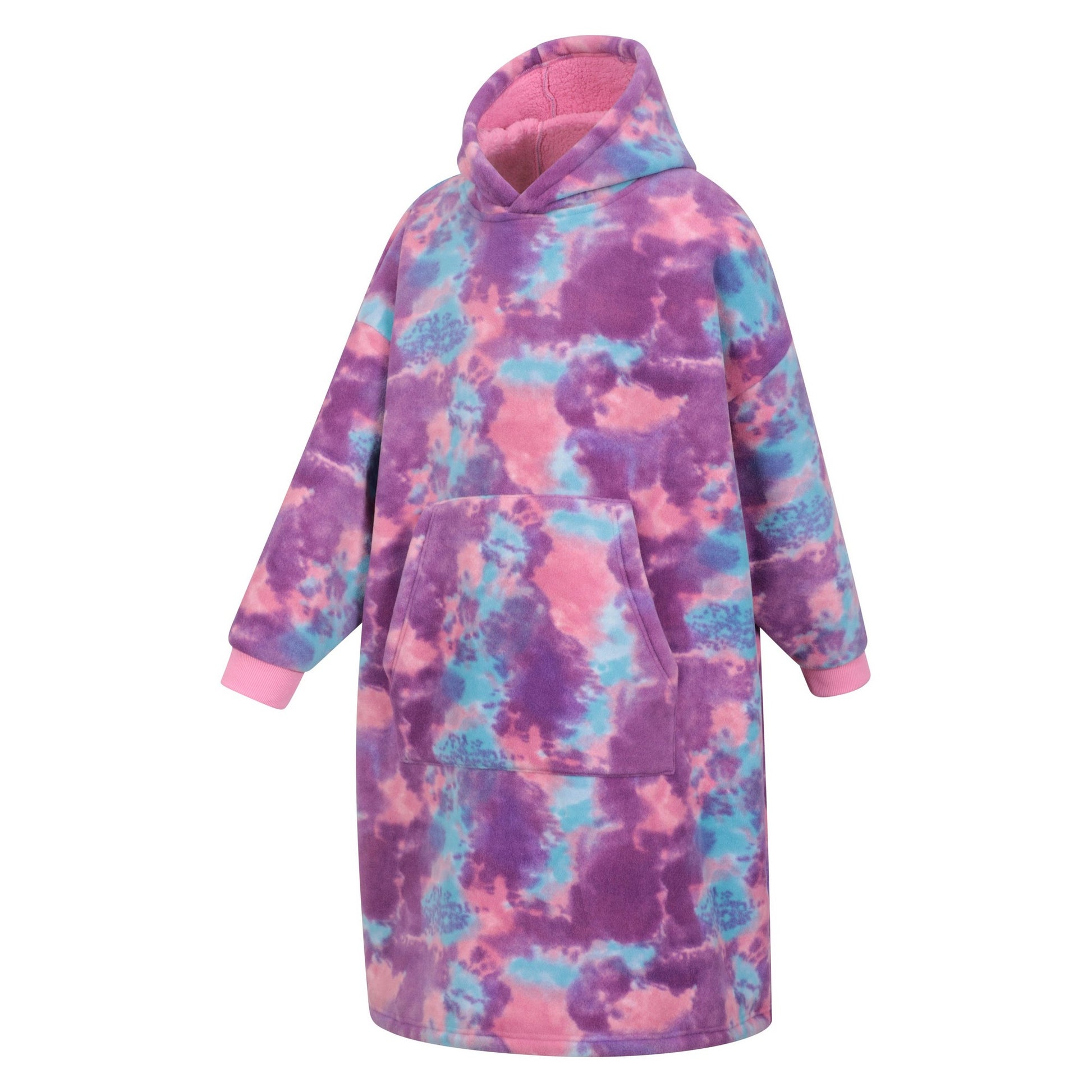 Pink - Side - Mountain Warehouse Childrens-Kids Snug Borg Lined Hoodie Blanket