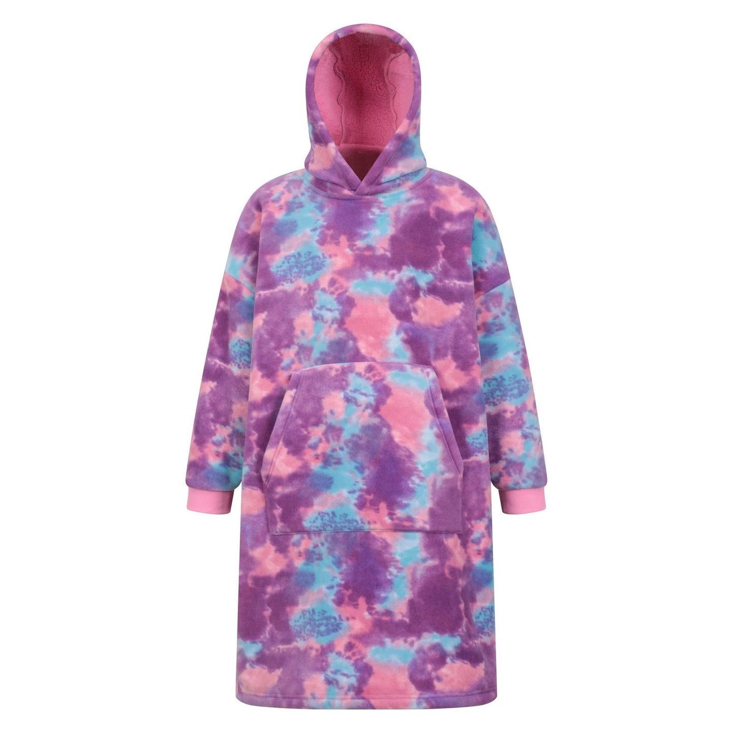 Pink - Front - Mountain Warehouse Childrens-Kids Snug Borg Lined Hoodie Blanket