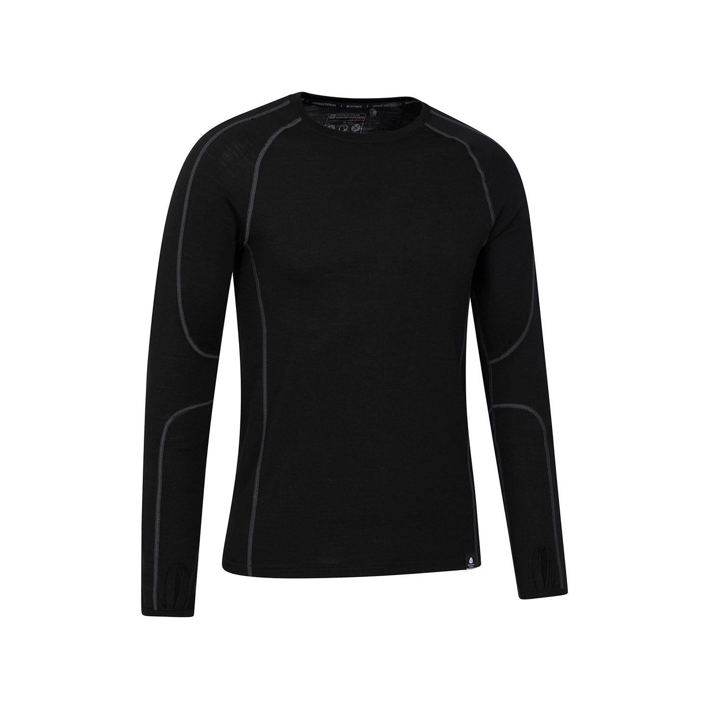 Black - Side - Mountain Warehouse Mens Asgard Merino Wool Base Layer Set
