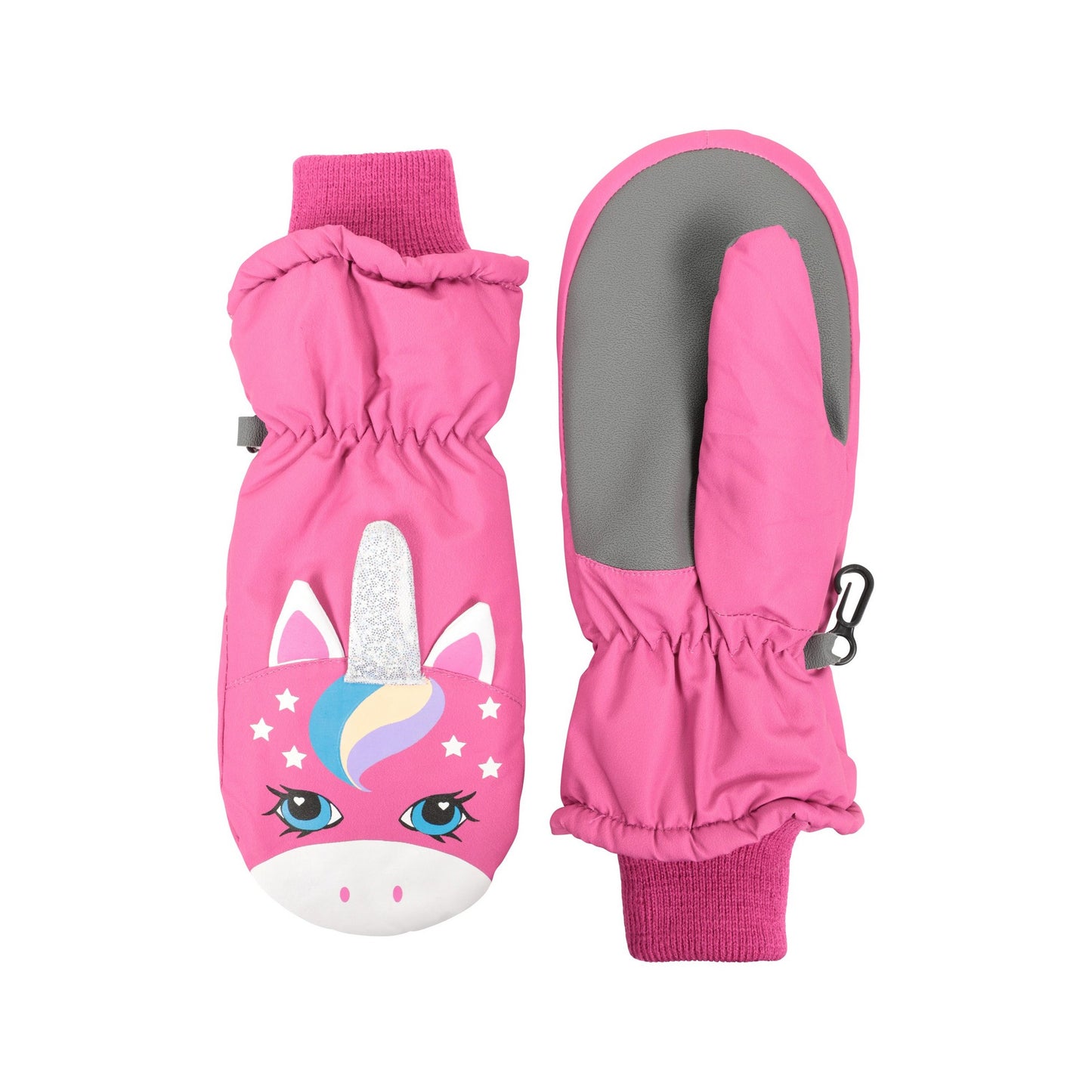 Pink - Side - Mountain Warehouse Girls Critter Unicorn Ski Mittens