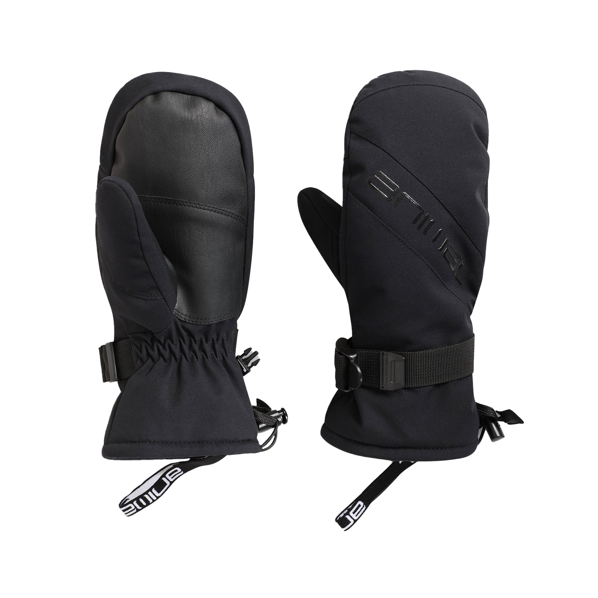 Jet Black - Side - Animal Womens-Ladies Track Ski Mittens