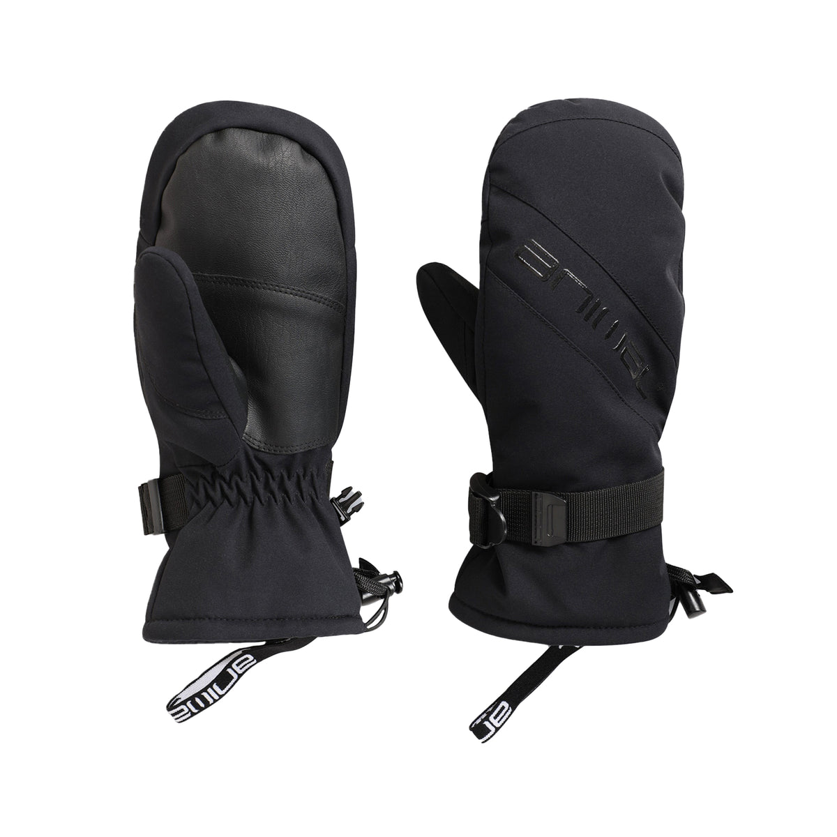 Jet Black - Side - Animal Womens-Ladies Track Ski Mittens