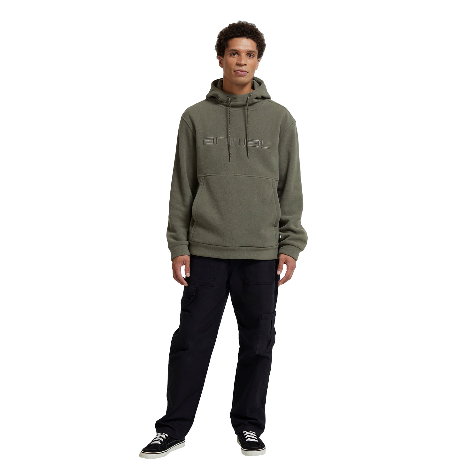 Green - Side - Animal Mens Louis Fleece Hoodie